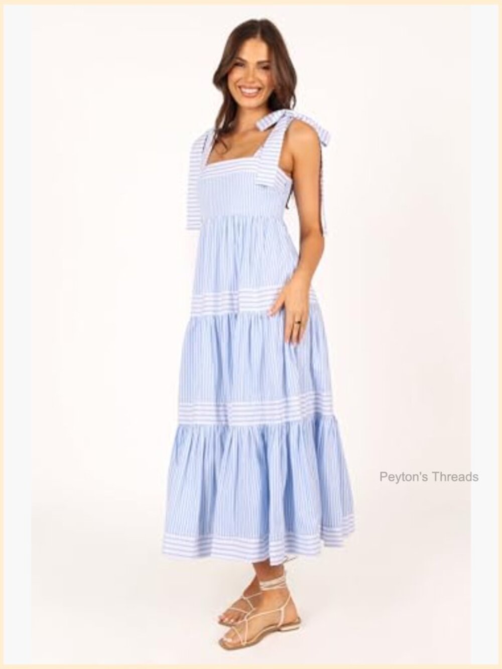 Maxi A-Line Dress with Square Neck and Shirred Back - Picture 4 of 7